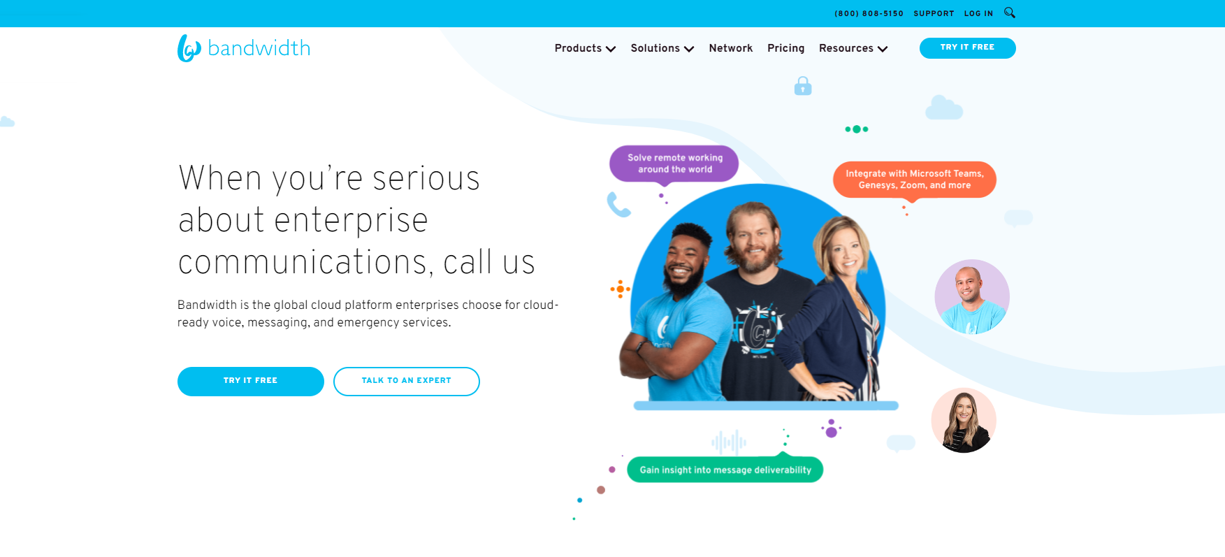 Site Web du fournisseur VoIP Bandwidth