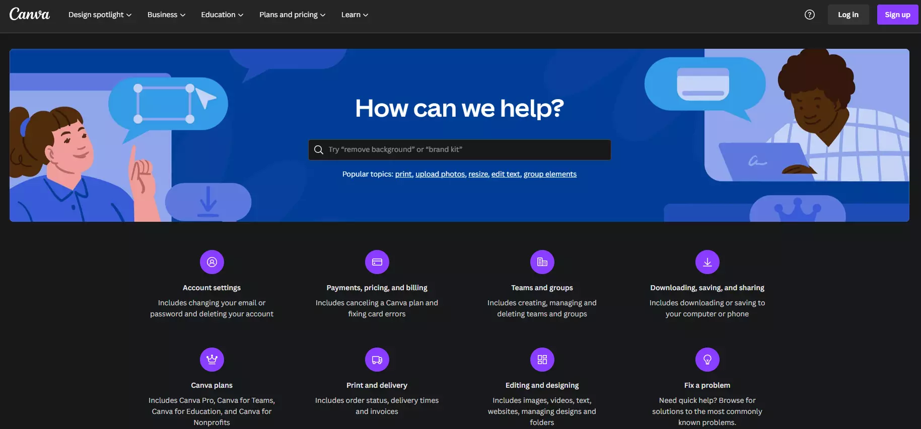 Base de connaissances de Canva