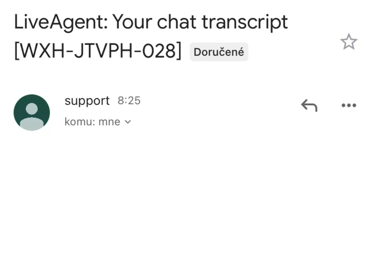 Une image montrant une transcription de chat vide en raison d'un bug dans les versions précédentes de LiveAgent