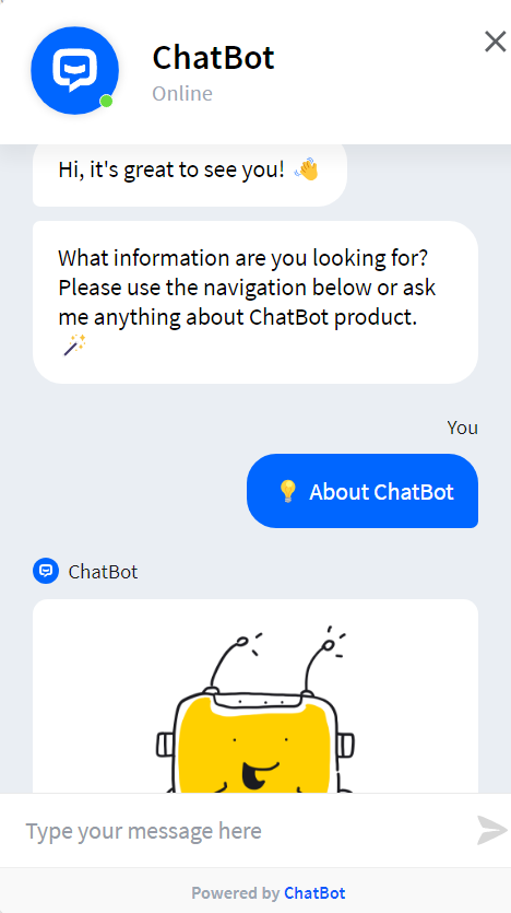 Conversation entre un client et un chatbot