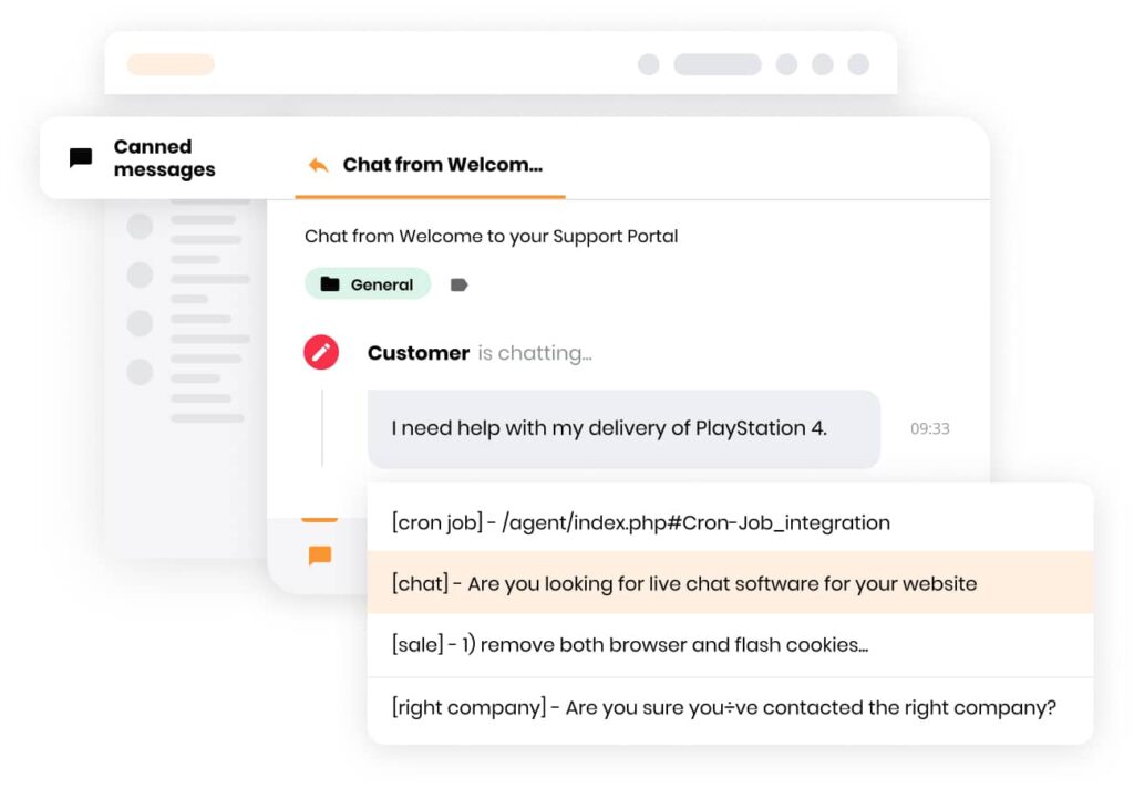 Fonctionnalité des messages prédéfinis dans le chat en direct de LiveAgent