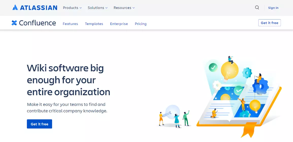 Page d'accueil de Confluence