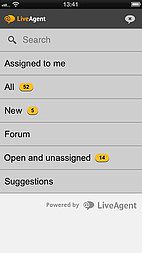 Interface de l'application iOS de LiveAgent - Gestion des tickets