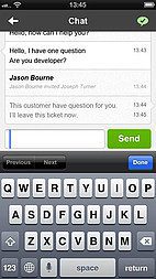 Interface de l'application iOS de LiveAgent - Détails du ticket