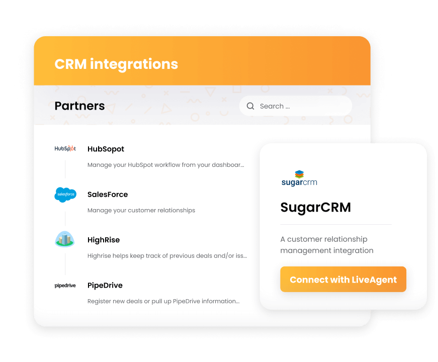 LiveAgent - intégrations CRM