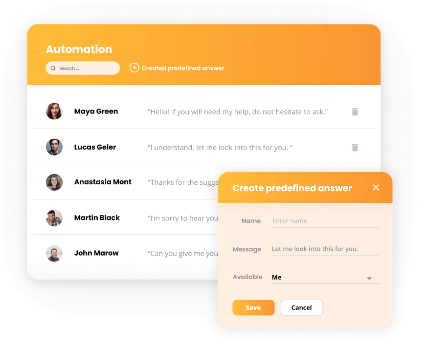 Automatisations de LiveAgent - réponses prédéfinies