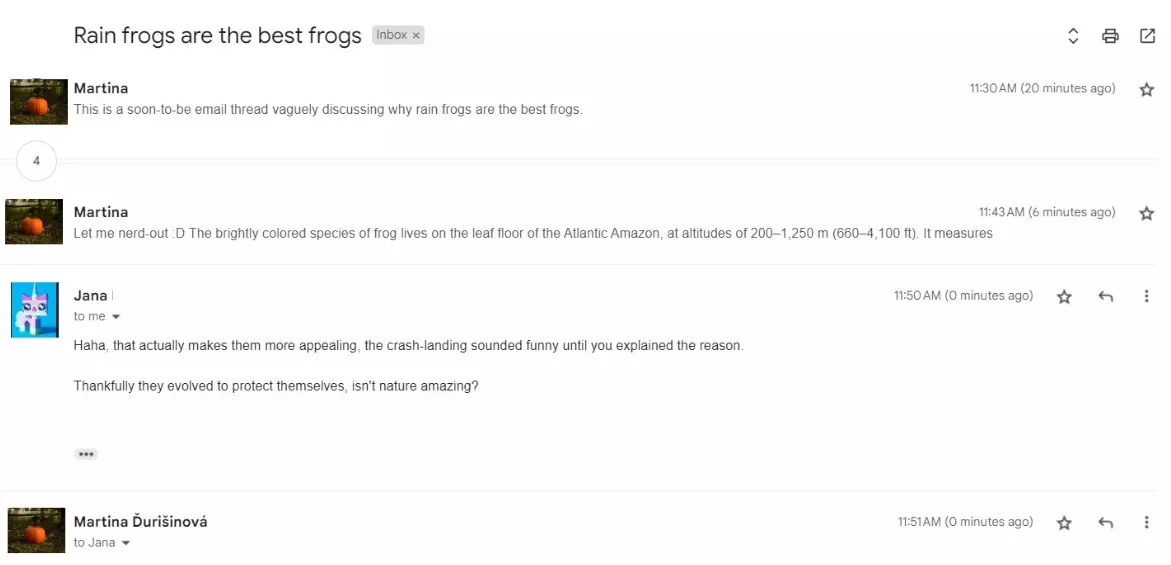 Un fil de discussion par e-mail composé de plusieurs messages discutant du même sujet.