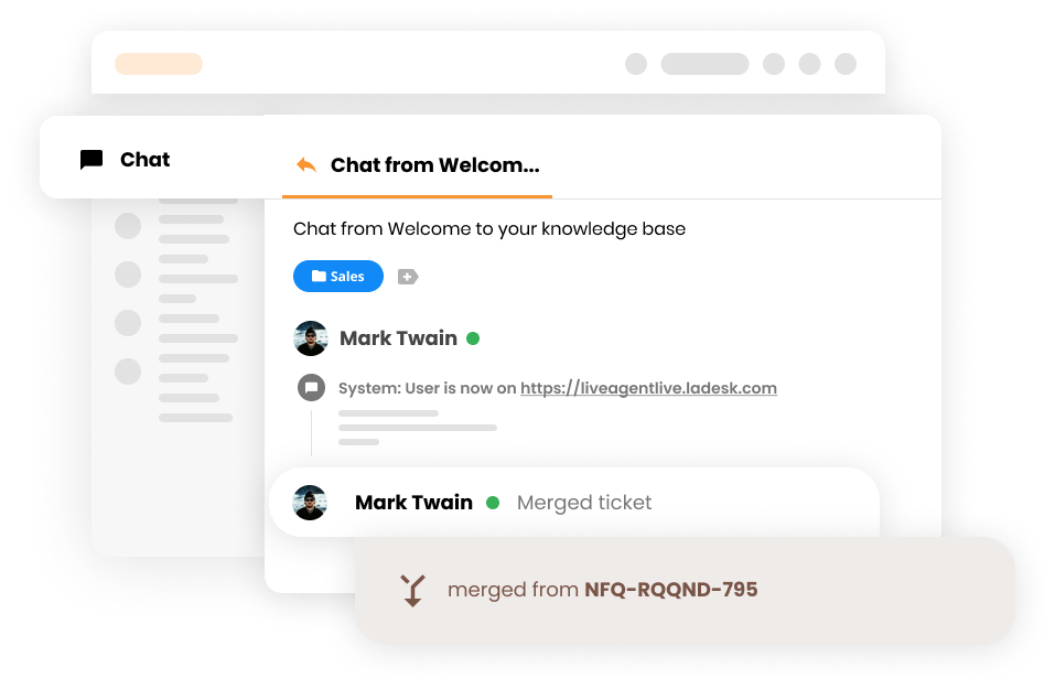Visualisation de la fonction Fusionner dans LiveAgent