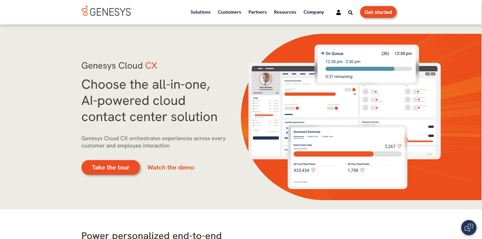 Page d'accueil du logiciel Genesys Cloud CX