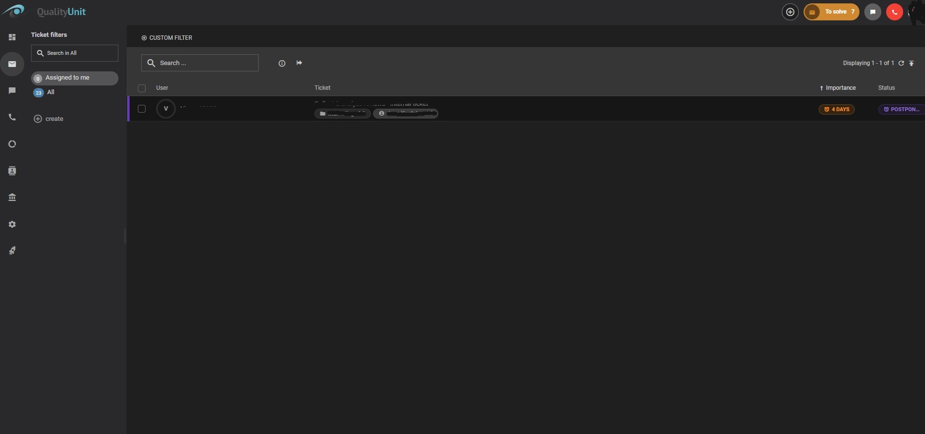 Interface du thème bleu foncé LiveAgent