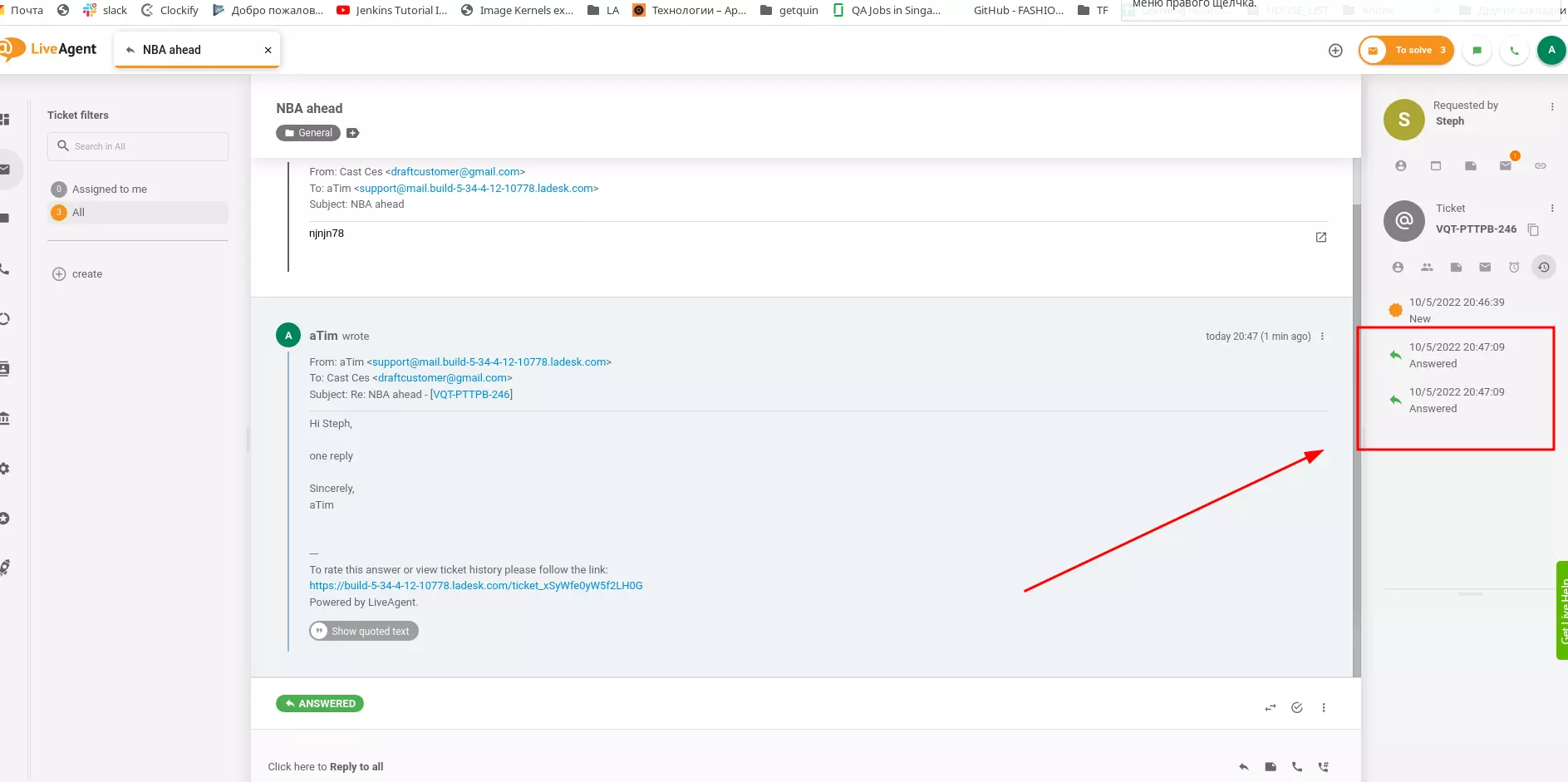 LiveAgent - Bug d'enregistrement en double dans l'onglet d'historique de l'état du ticket corrigé