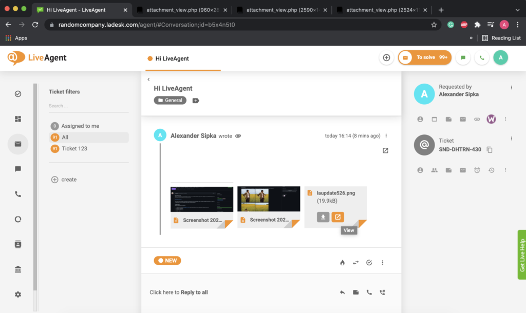 Pièces jointes dans le navigateur web ouvertes dans plusieurs onglets