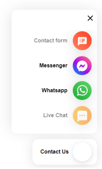 Bouton Contactez-nous de LiveAgent avec plusieurs canaux de communication pour un support accessible