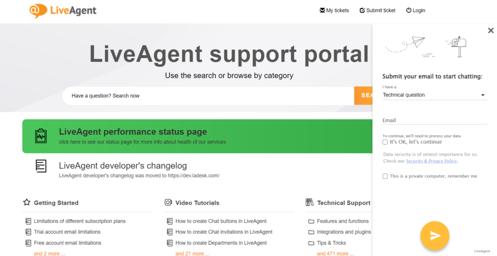 Portail de support de base de connaissances LiveAgent