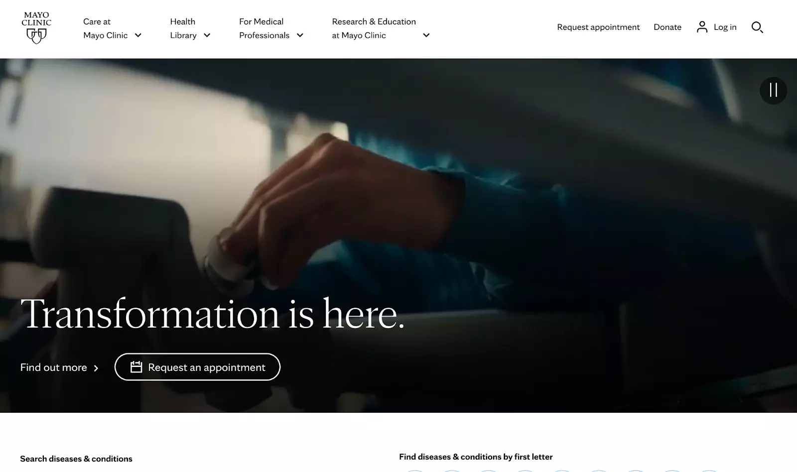 Page d'accueil de Mayo Clinic