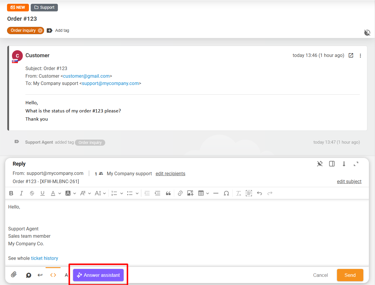 Nouvelle interface de l'Assistant de réponse IA
