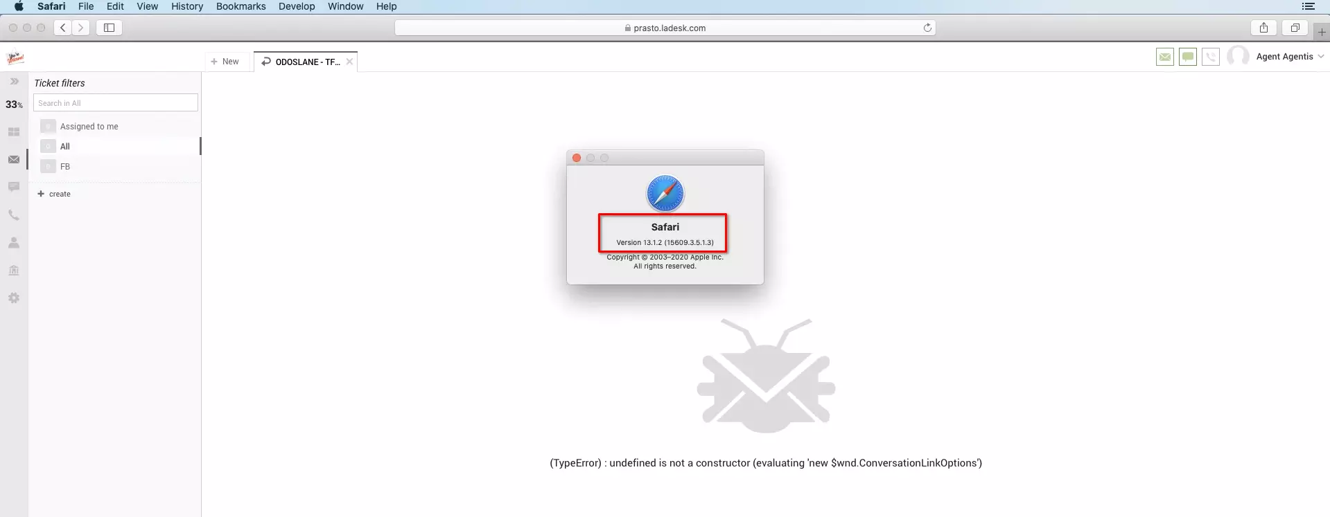 LiveAgent dans les navigateurs Safari après une mise à jour