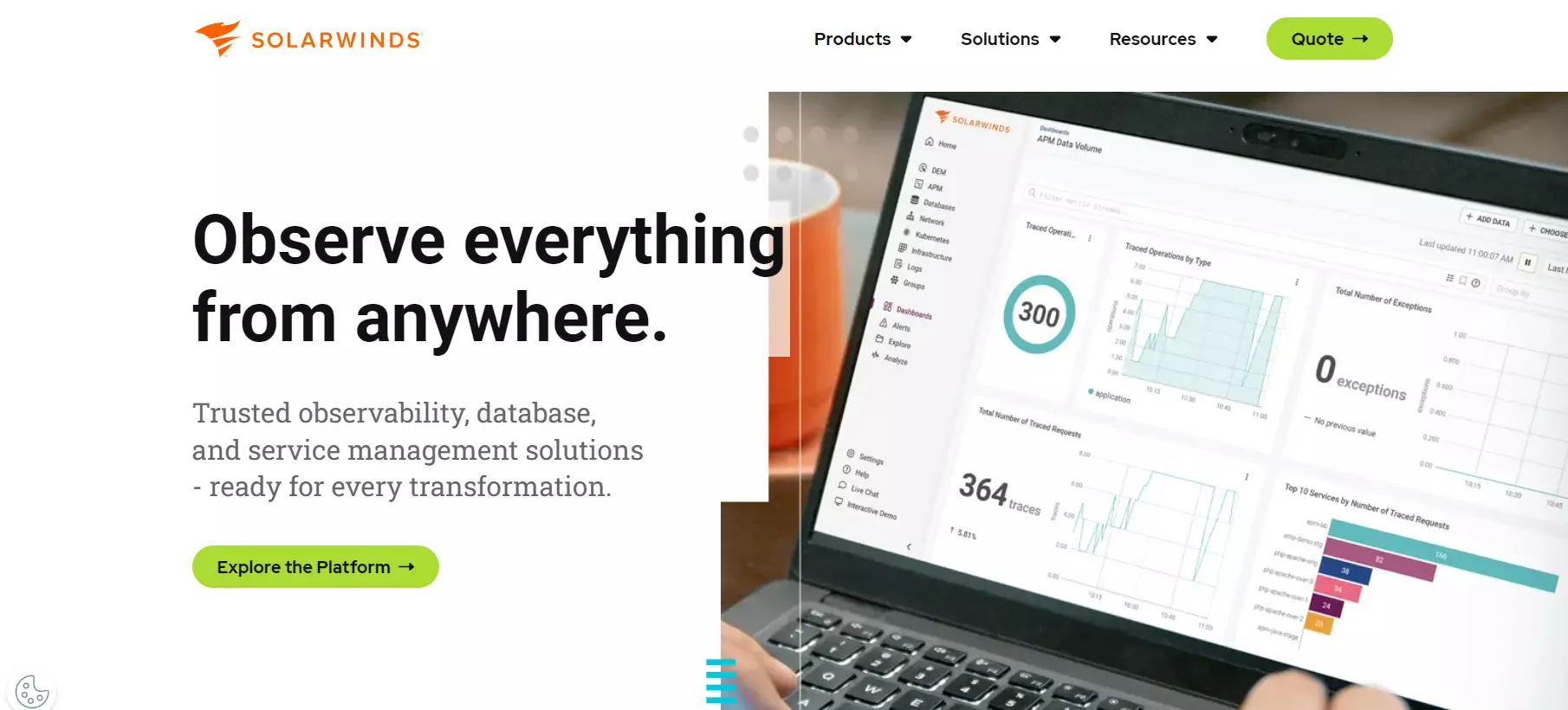 Page d'accueil de SolarWinds - Augmentez la productivité avec cette alternative à Spiceworks