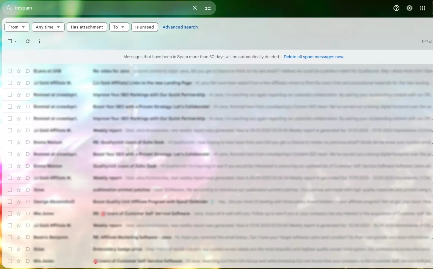 Aperçu du filtre anti-spam dans Gmail