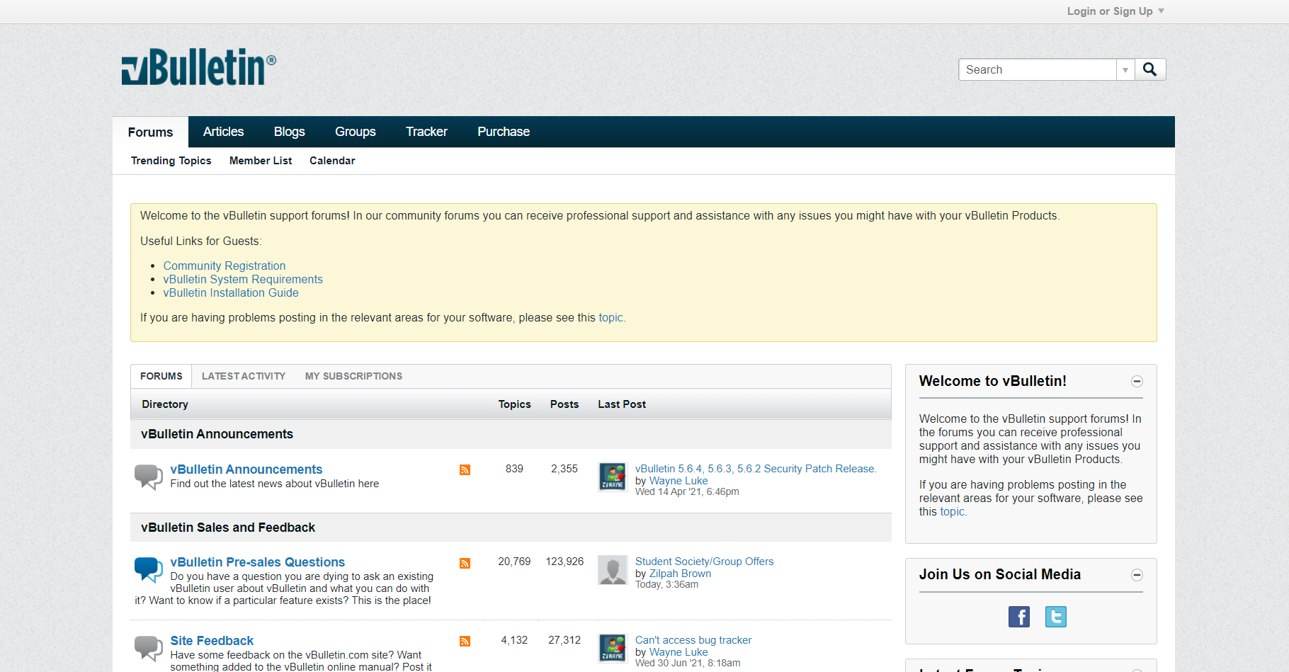 Répertoire des forums vBulletin