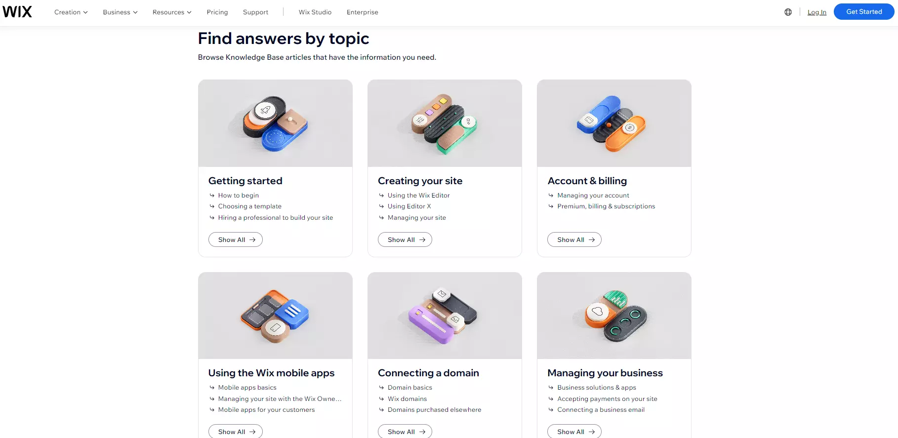 Catégorisation de la base de connaissances Wix