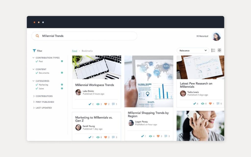 Exemple de solution de base de connaissances fournie par Bloomfire