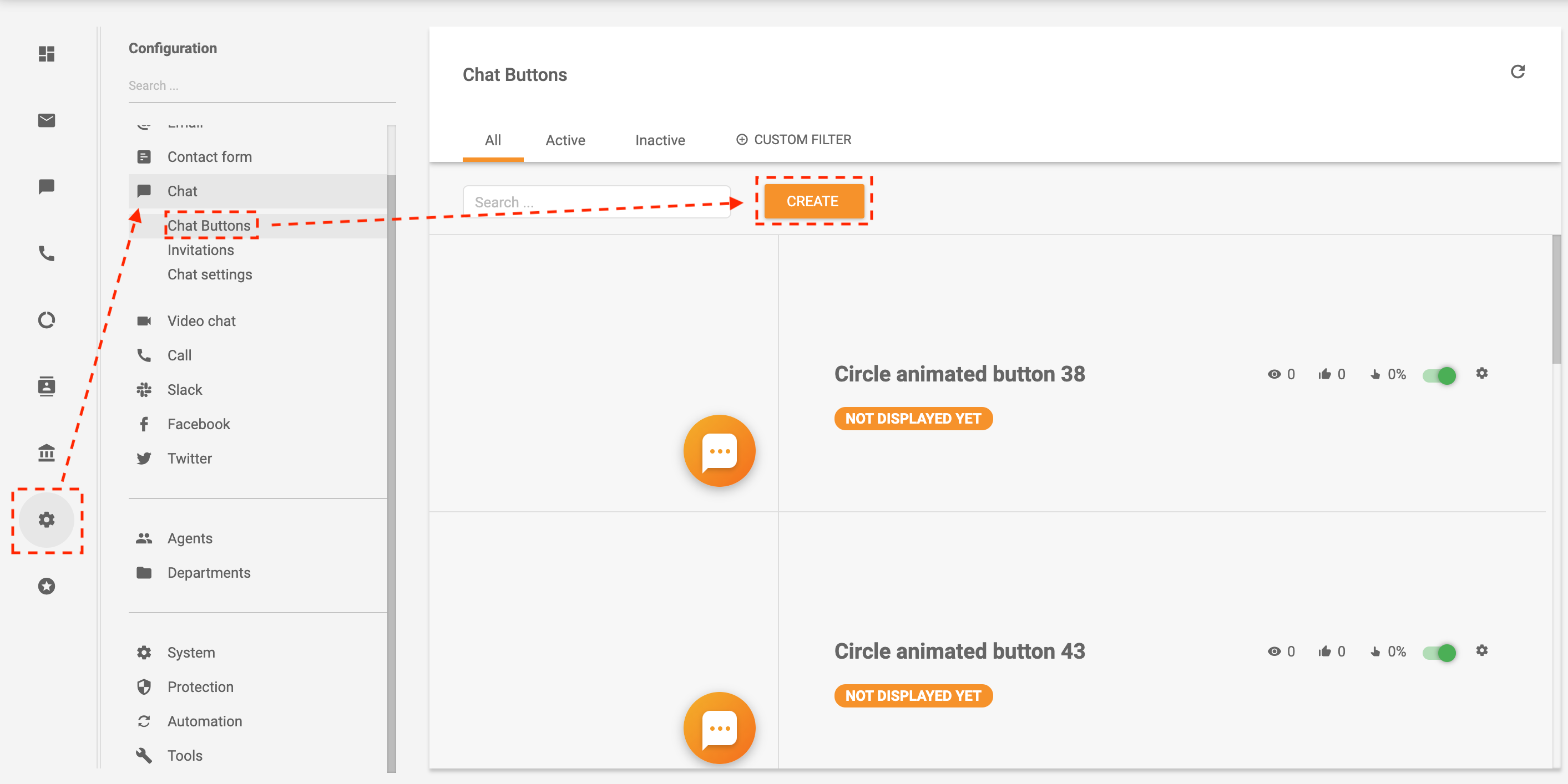 Exemple de comment créer un bouton de chat