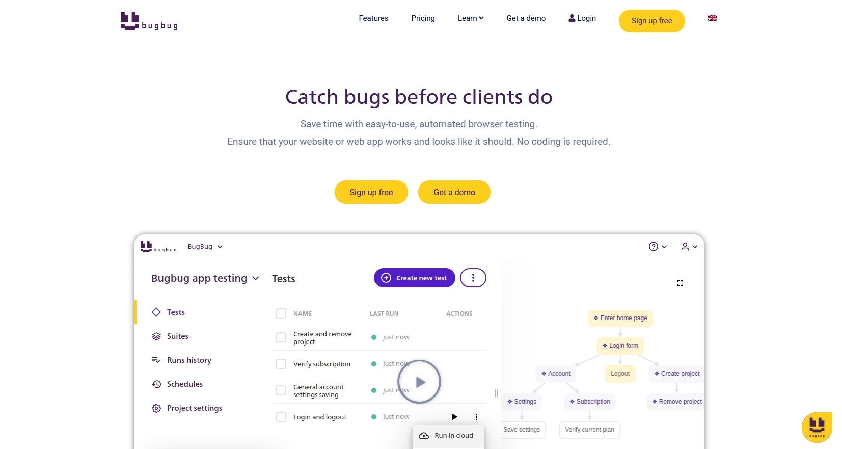 Site Web de l'outil BugBug