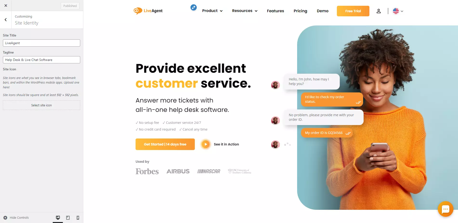 Paramètres de favicon de LiveAgent