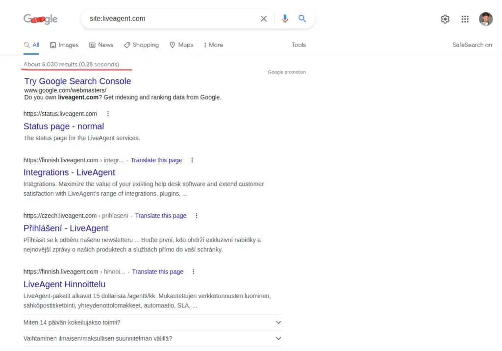 Identifier les pages indexées par Google Search