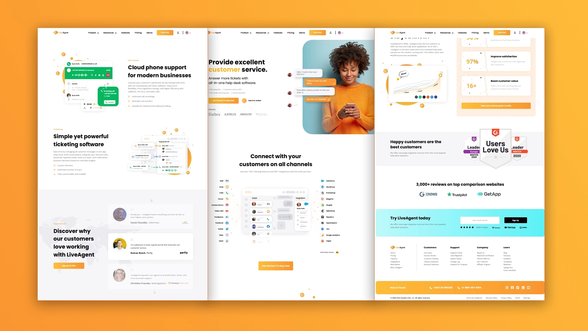 Page d'accueil de LiveAgent