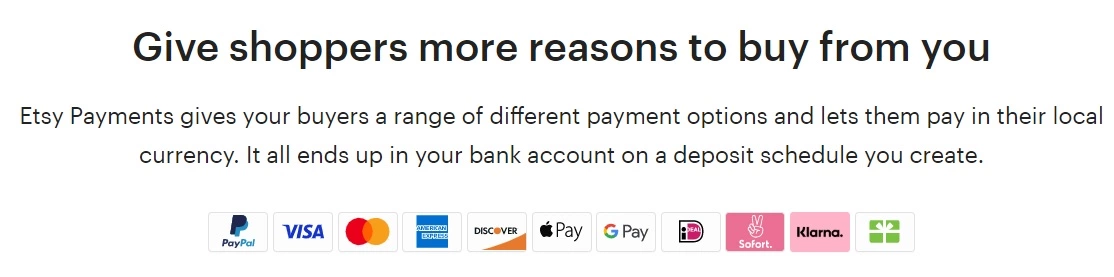 Méthodes de paiement Etsy