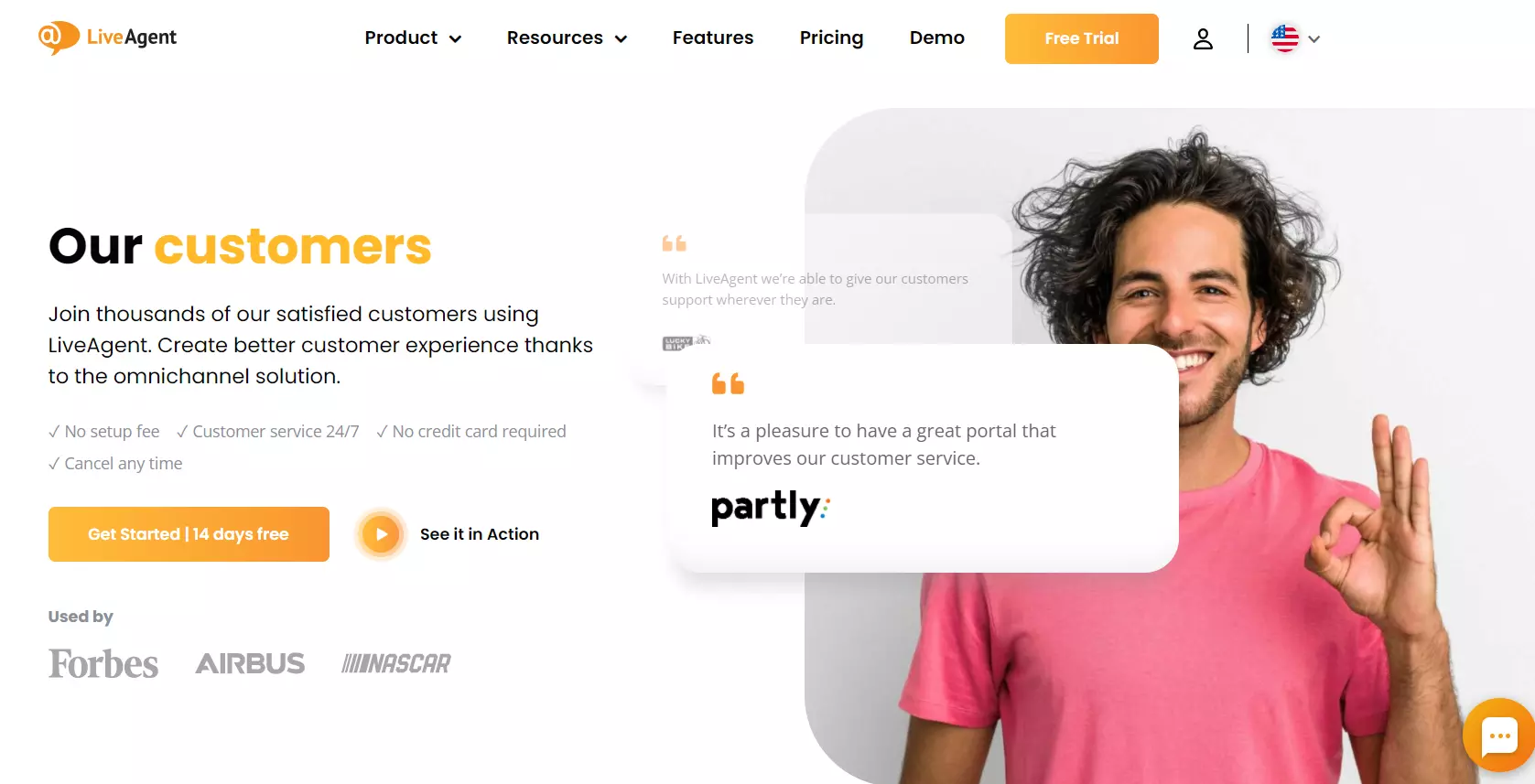 Page de nos clients de LiveAgent