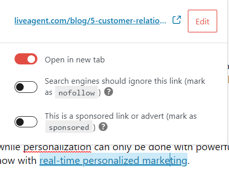 Exemple de lien interne Liveagent