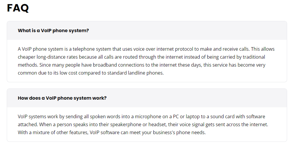 Exemple de section FAQ