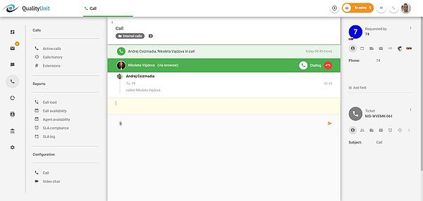 Appels internes en cours LiveAgent