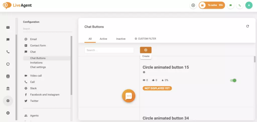 Paramétrage du chat LiveAgent