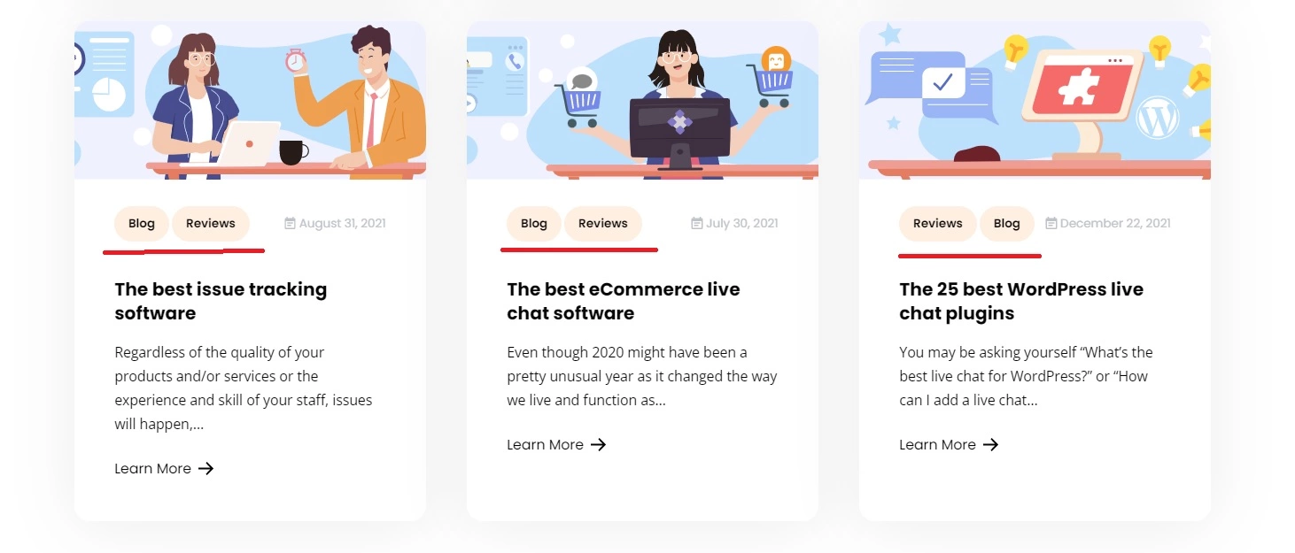 Exemple de balises de blog