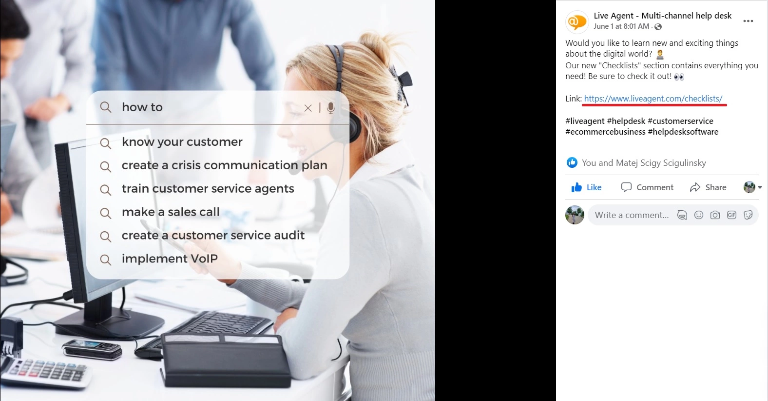 URL personnalisée Facebook de LiveAgent