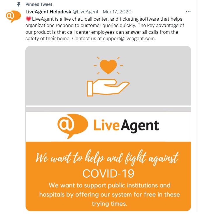 tweet épinglé de LiveAgent