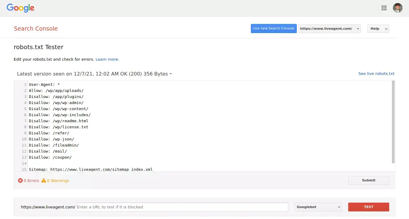 Outil de test robots.txt