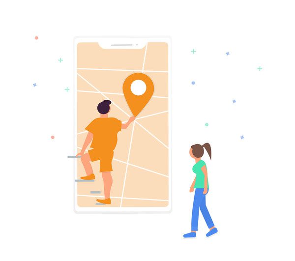 Voyage - recherche d'emplacement - illustration