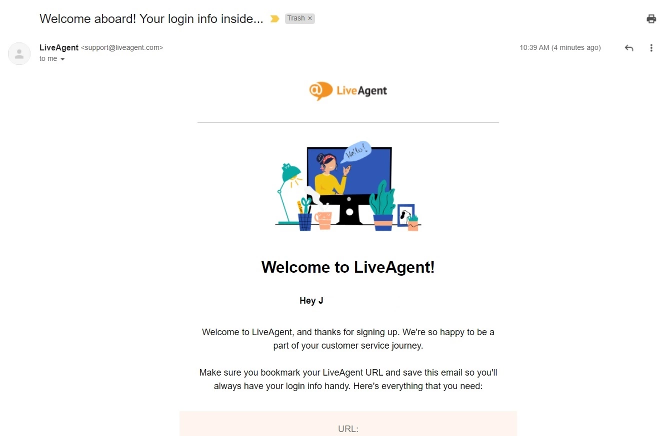 Bienvenue dans l'e-mail LiveAgent