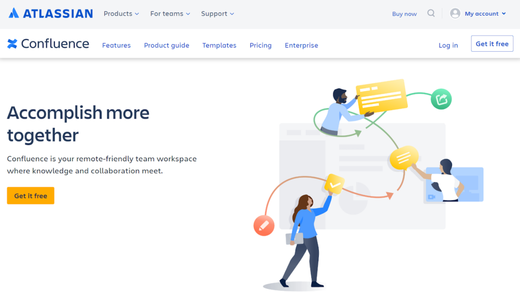 Image élégante de l'écran d'accueil du logiciel Confluence