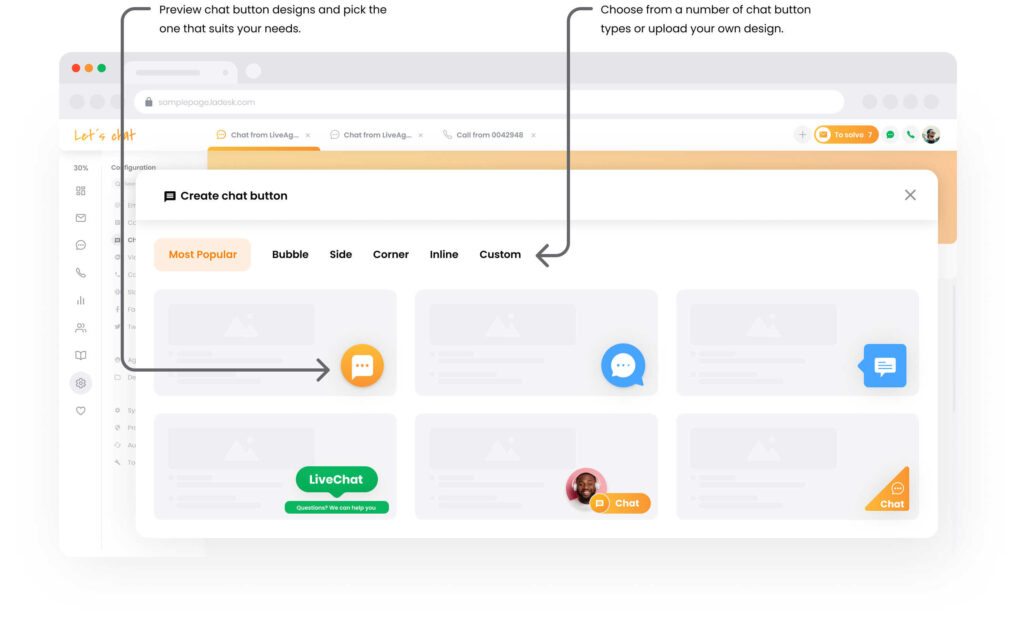 Options de chatbox de LiveAgent