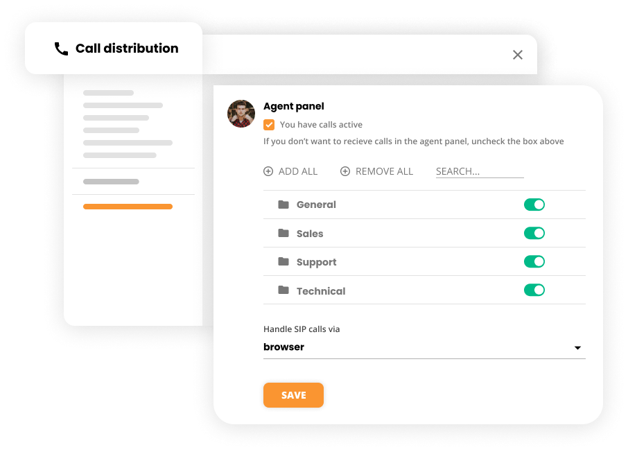 Paramètres de distribution des appels dans le logiciel de centre de contact - LiveAgent