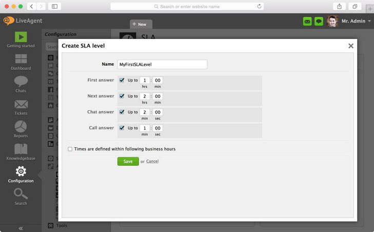 Comment créer un niveau SLA et définir les actions souhaitées