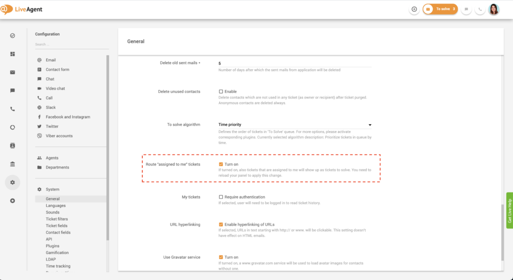 Fonction d'assignation de tickets à moi dans LiveAgent