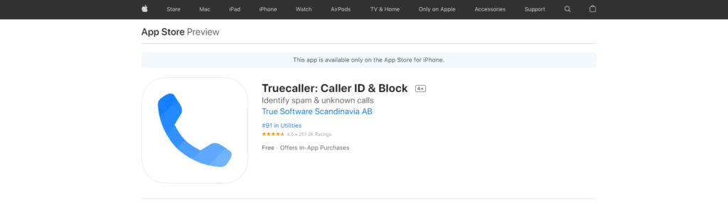 Site Web de Truecaller: Caller ID & Block App Store