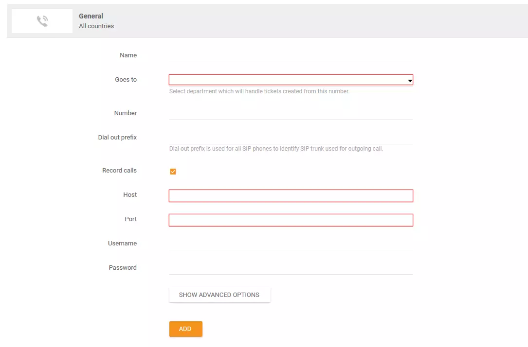 Configuration des informations d'appel